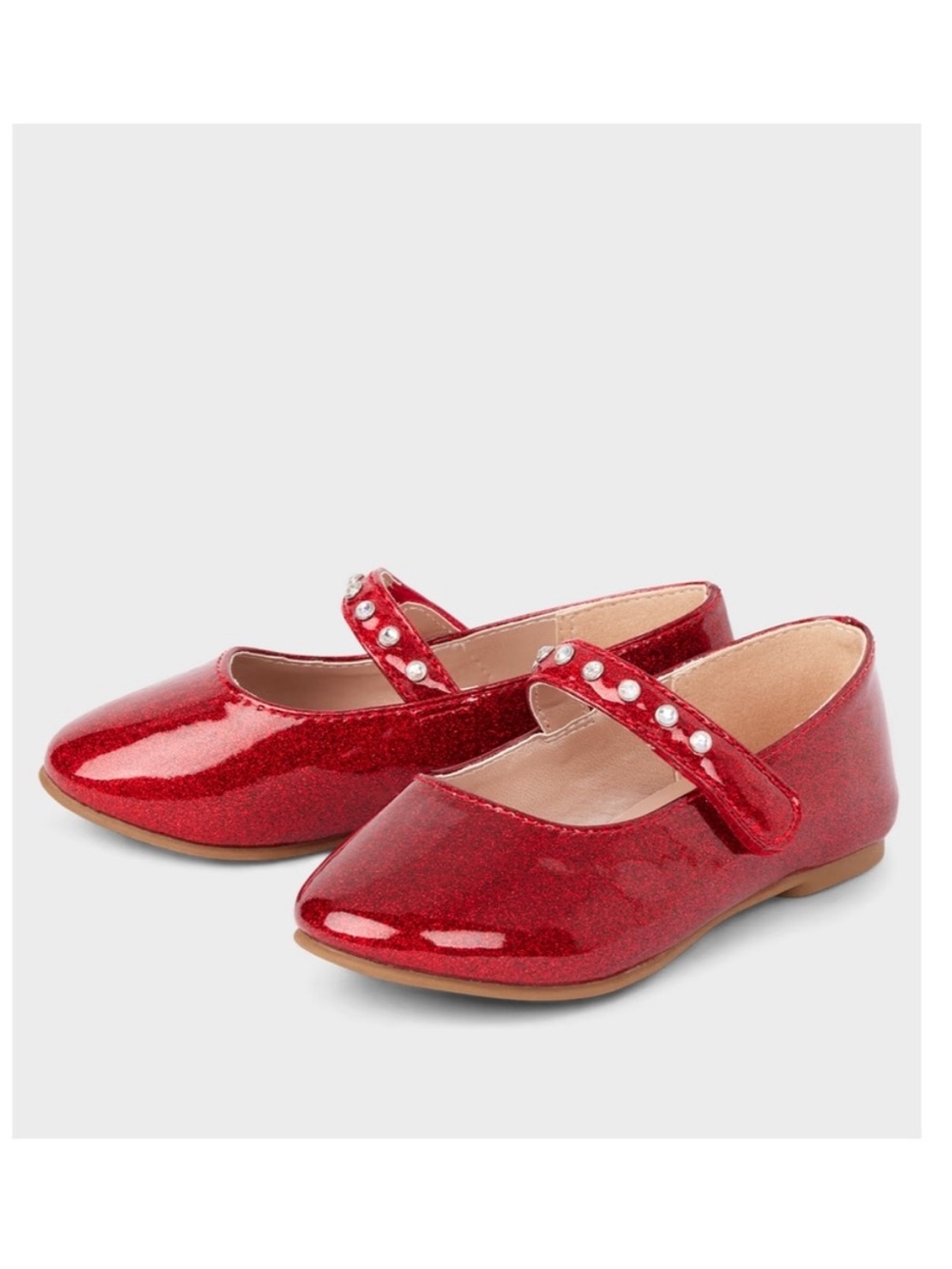 The Children's Place Red Glitter Mary Jane Flats with Pearl Strap